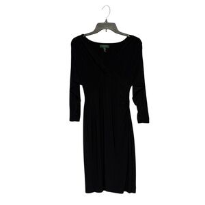 Ralph Lauren Black Sheath Dress with Cuffed 3/4 Sleeves